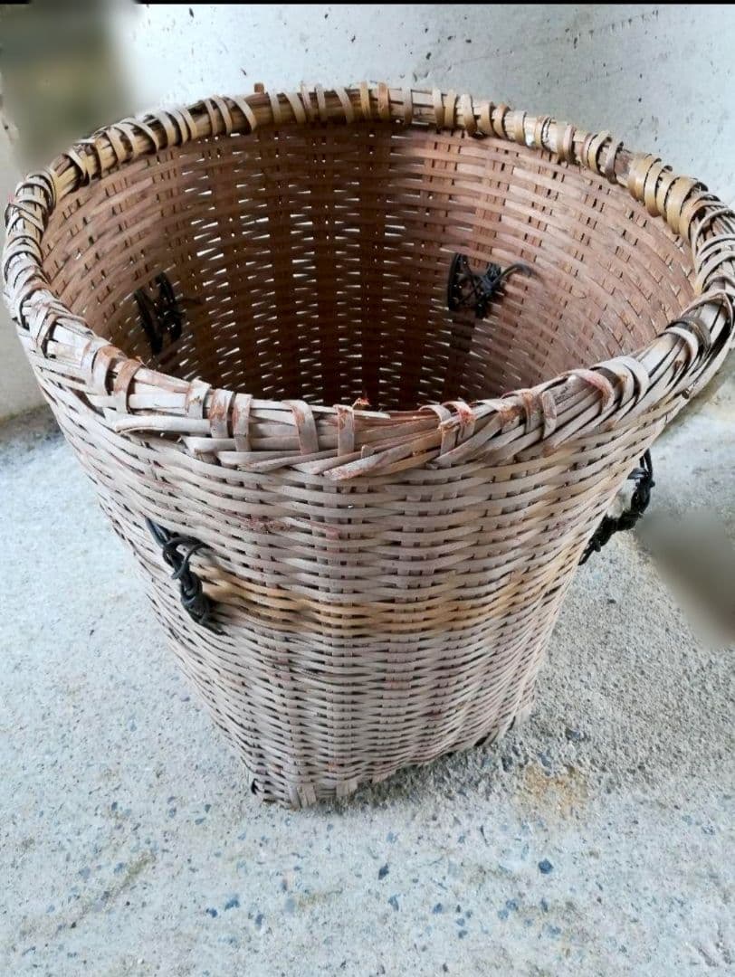 【ヴィンテージ】琉球産竹細工 大きめサイズ 古道具 ウチナーバーキ