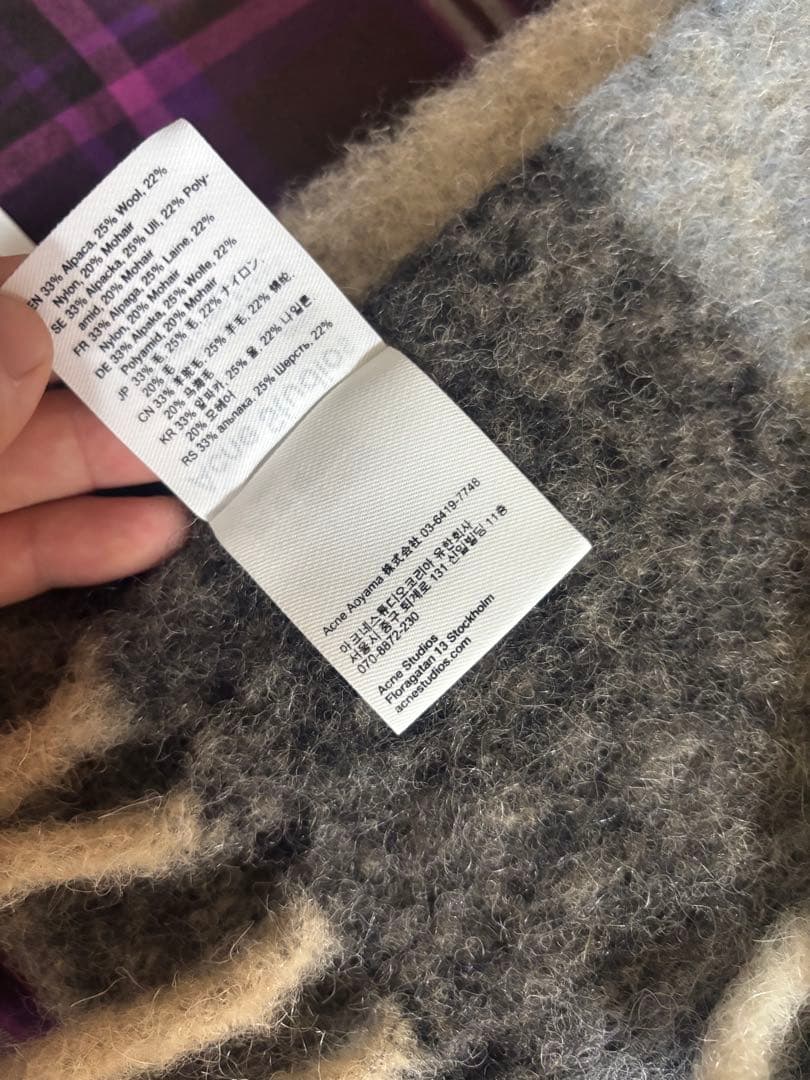 【正規品】Acne Studios マフラー　モヘアチェックスカーフ