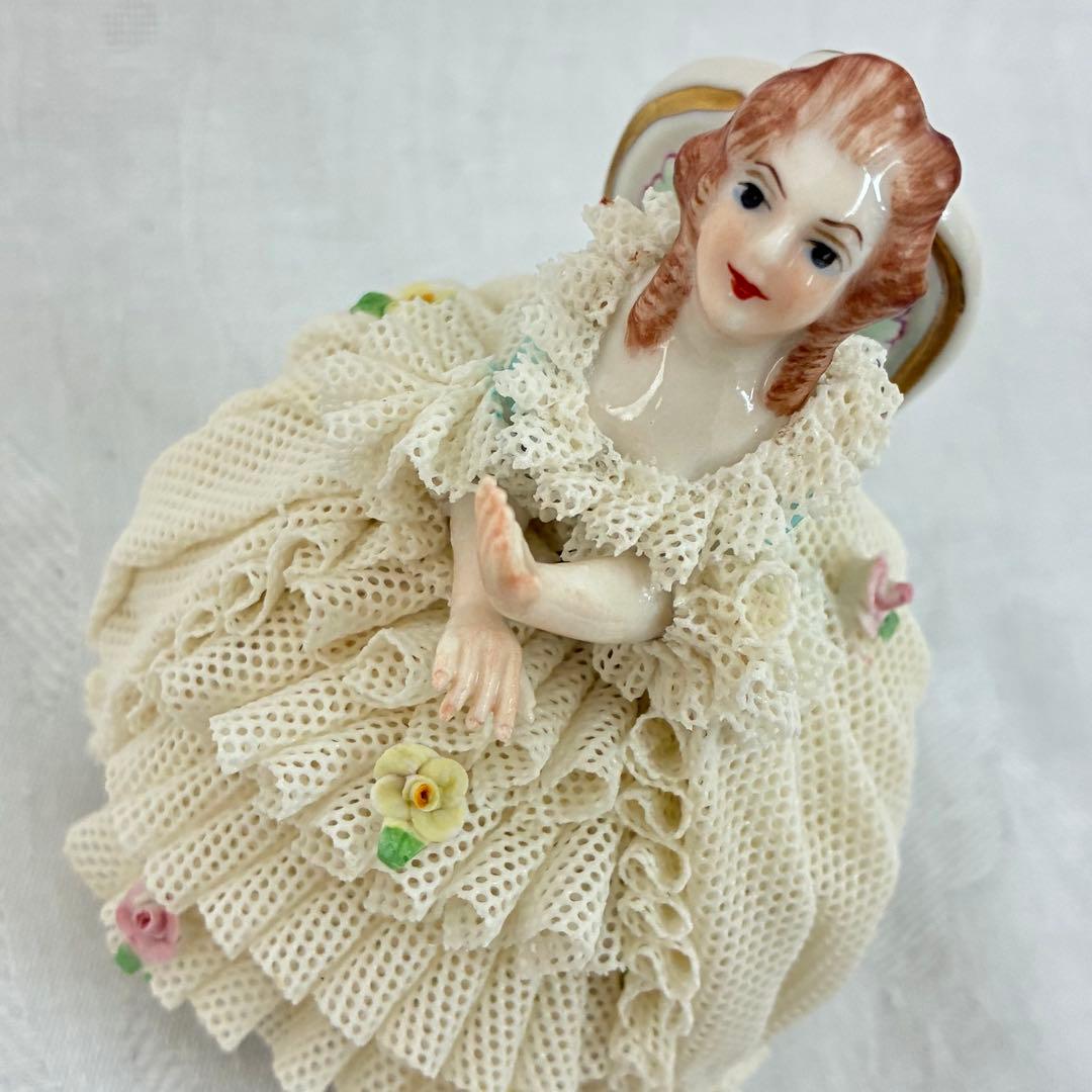 【Irish Dresden】アイリッシュドレスデン レース陶器人形2体セット①