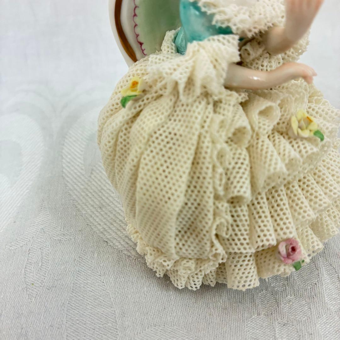 【Irish Dresden】アイリッシュドレスデン レース陶器人形2体セット①