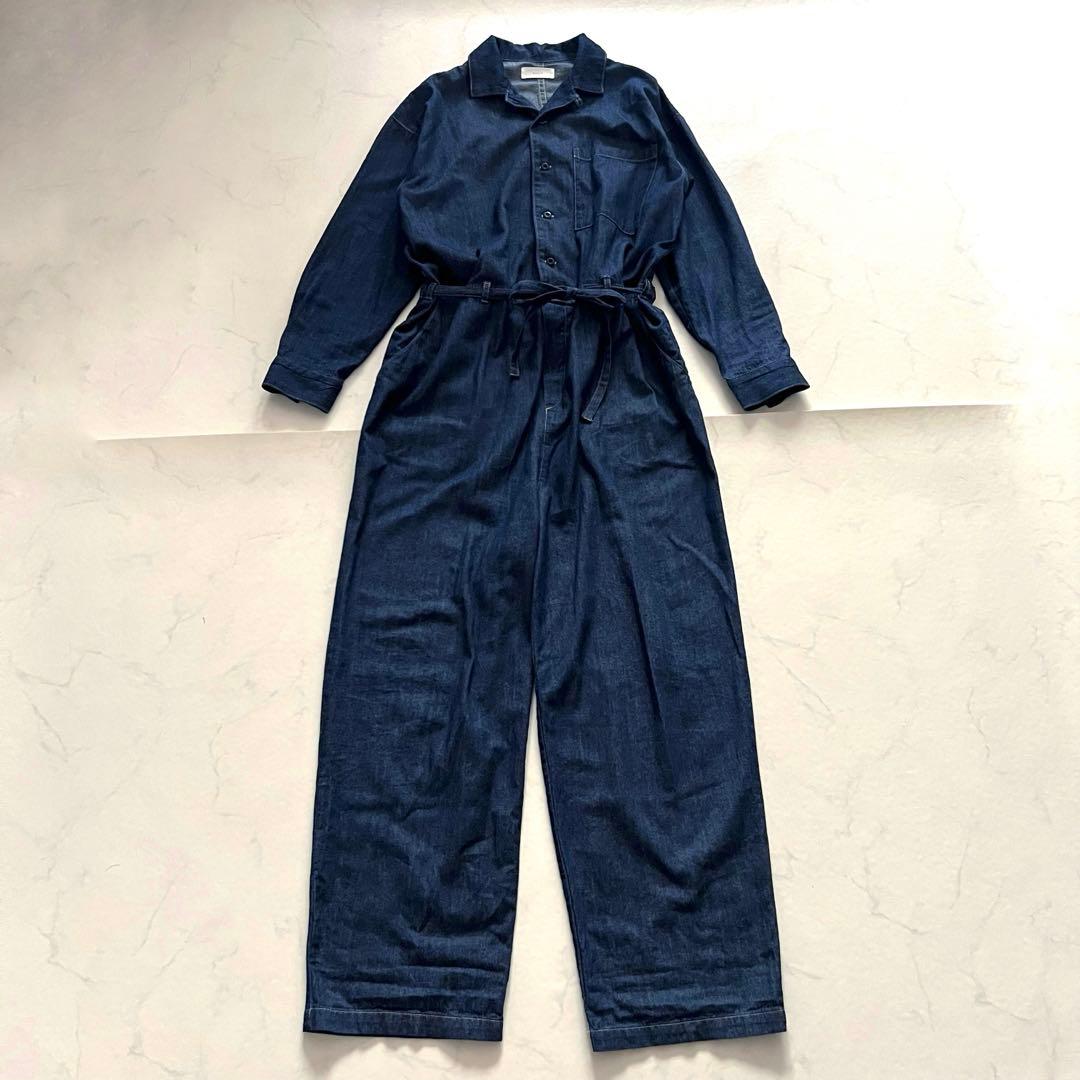 美品 かぐれ 2024年製 デニムオールインワン サロペット インディゴ つなぎ