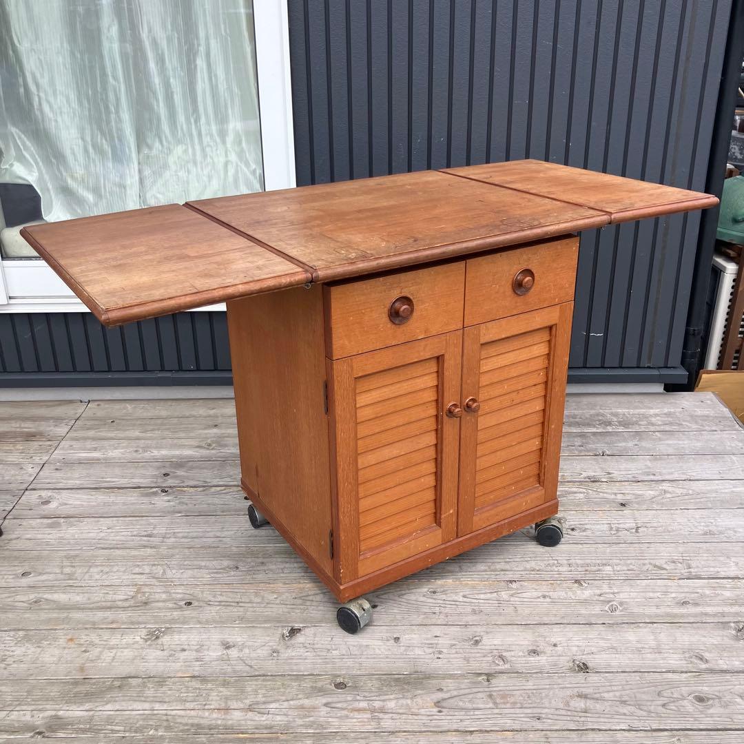 北欧レトロ 木製 バタフライテーブル ダイニングテーブル キャスター付き