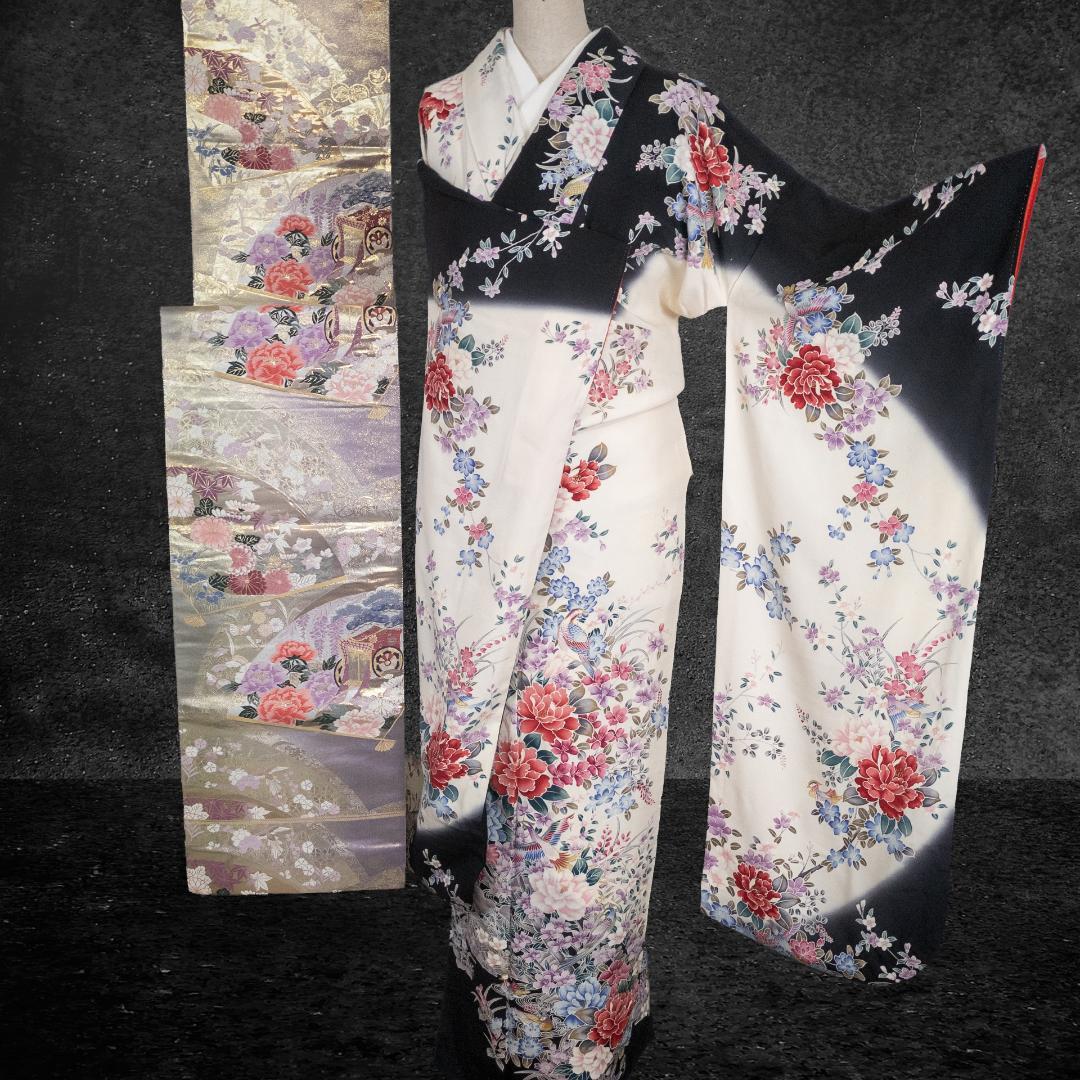 chika200555 R7SK1327 振袖+帯 2点セット 六通柄