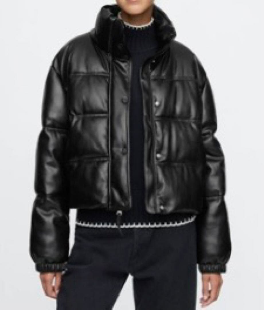 ヴィーガンレザークロップドヘビーウェイトパファージャケット