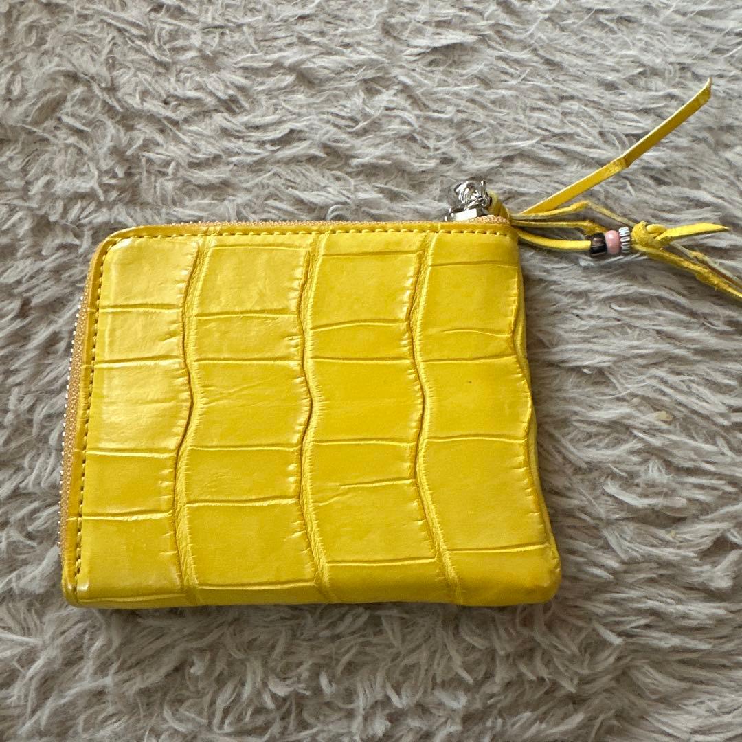 ブルーナボイン　クロコダイル　スモールウォレット　イエロー　新品