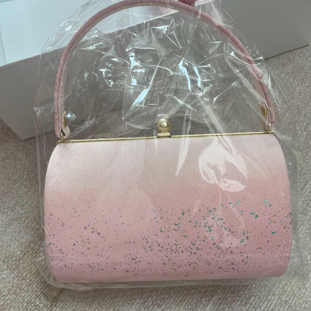 七五三用縮緬金箔チラシバッグ、草履セット