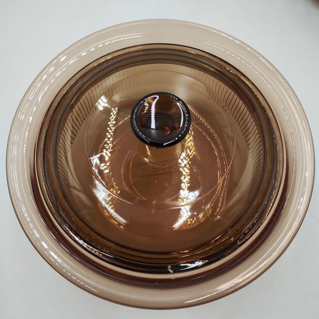 bM130L 昭和レトロ　ビジョン　コーニング　USA　ガラス製　耐熱鍋・片手鍋