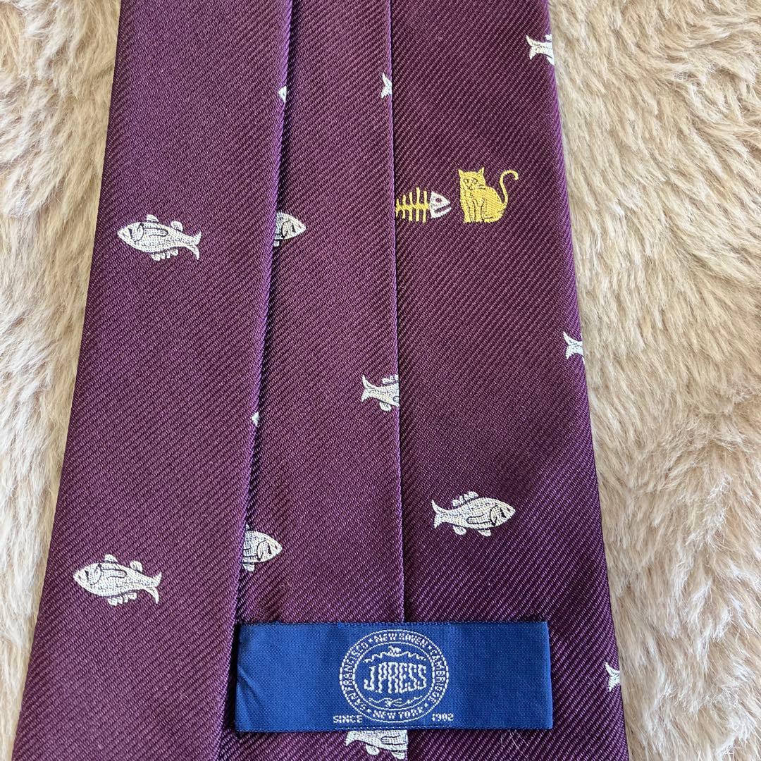 J.PRESS クラシックフィッシュ シルクタイ（バーガンディ）