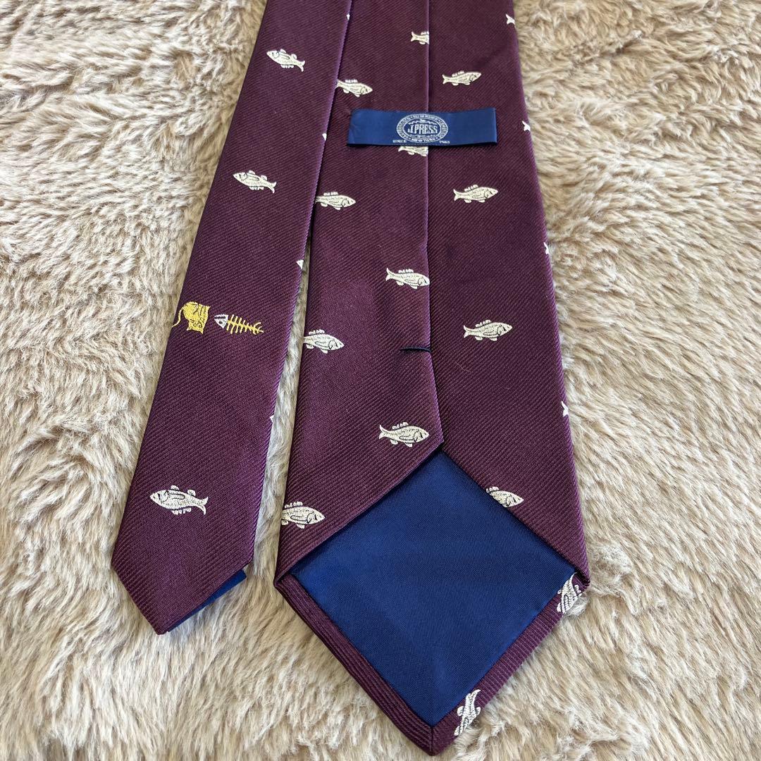 J.PRESS クラシックフィッシュ シルクタイ（バーガンディ）
