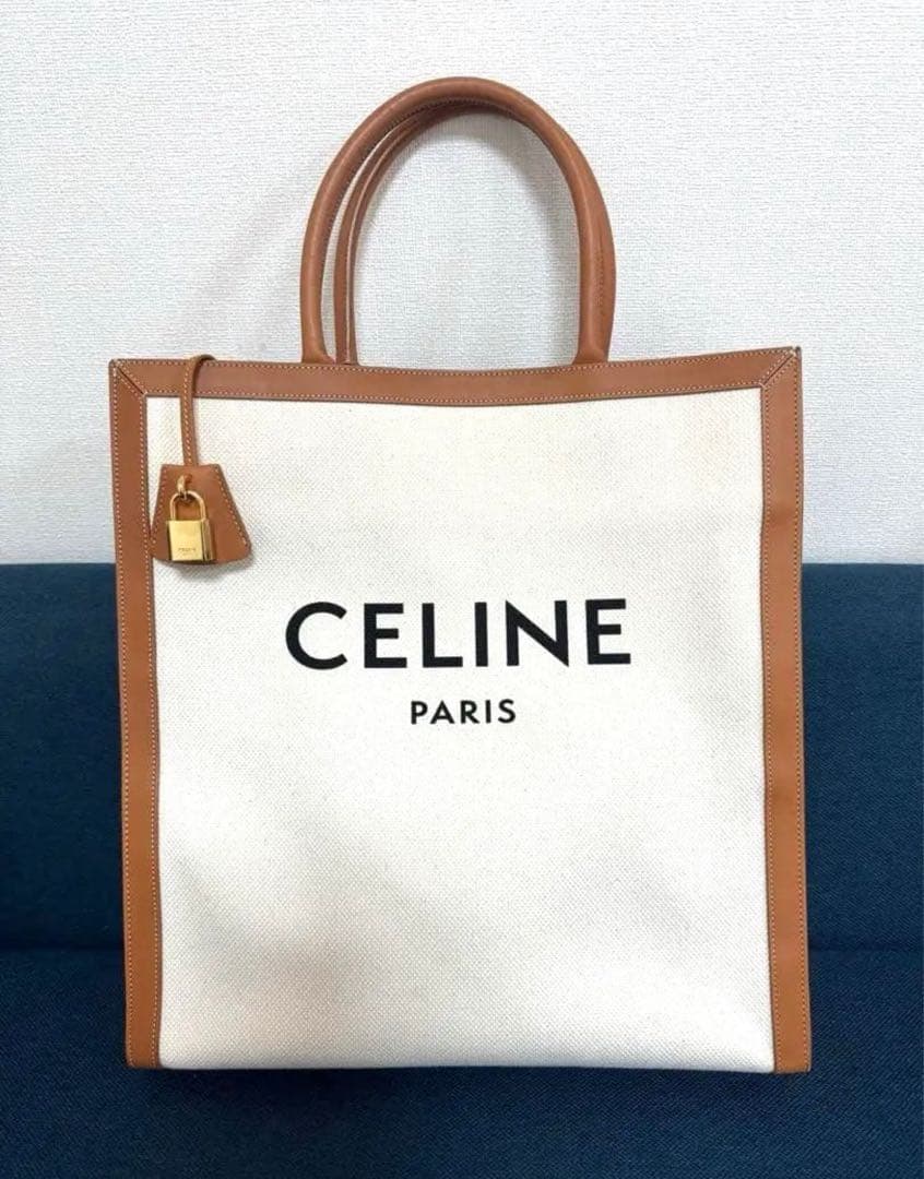 た*ん様 CELINE トートバッグ ラージ バーティカル カバ コットンキャン