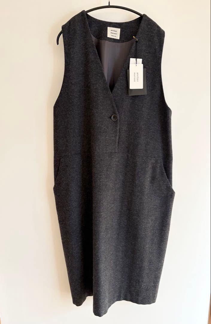 【美品】atelier naruseアトリエナルセ人気のジャンパースカートグレイ