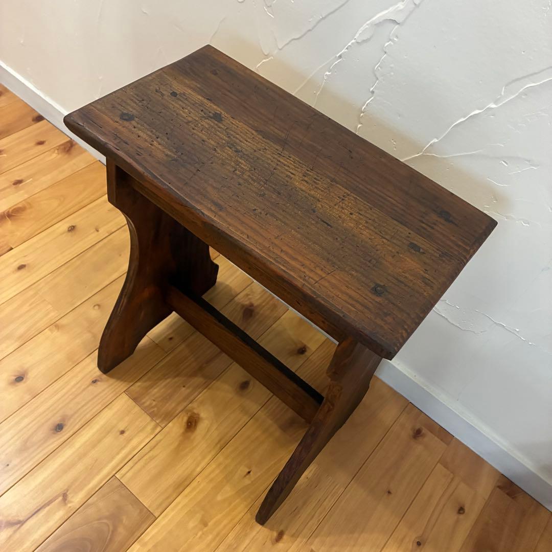 昭和レトロ　ヴィンテージ　木製スツール　花台　踏み台　古道具