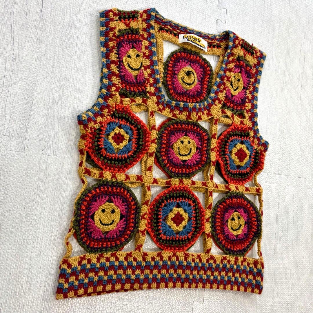 初期 HYSTERIC GLAMOUR クロシェ編み スマイル ニットベスト