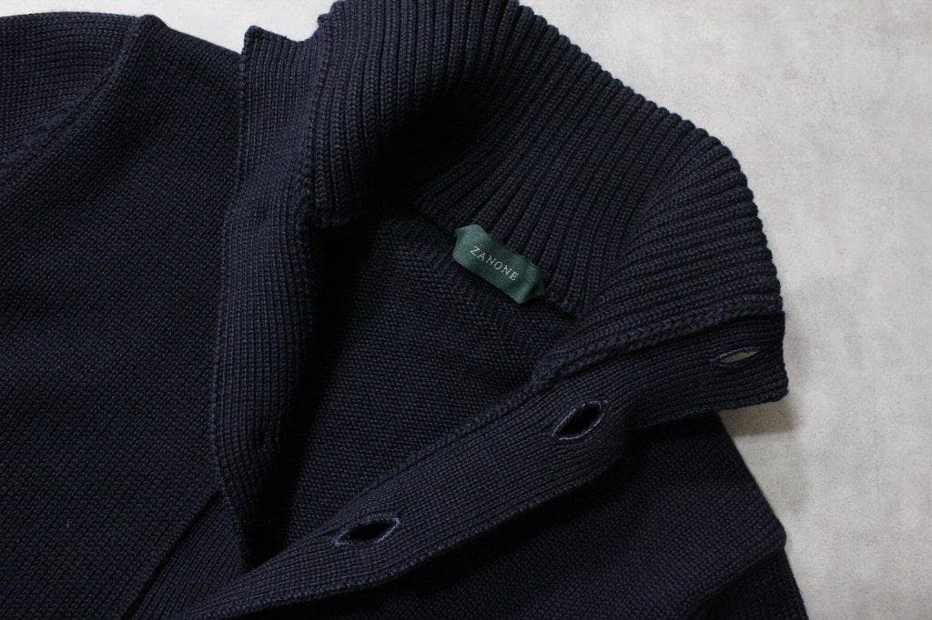 ZANONE★新品8.9万円ザノーネ「CHIOTO」スタンド衿カーディガン46紺