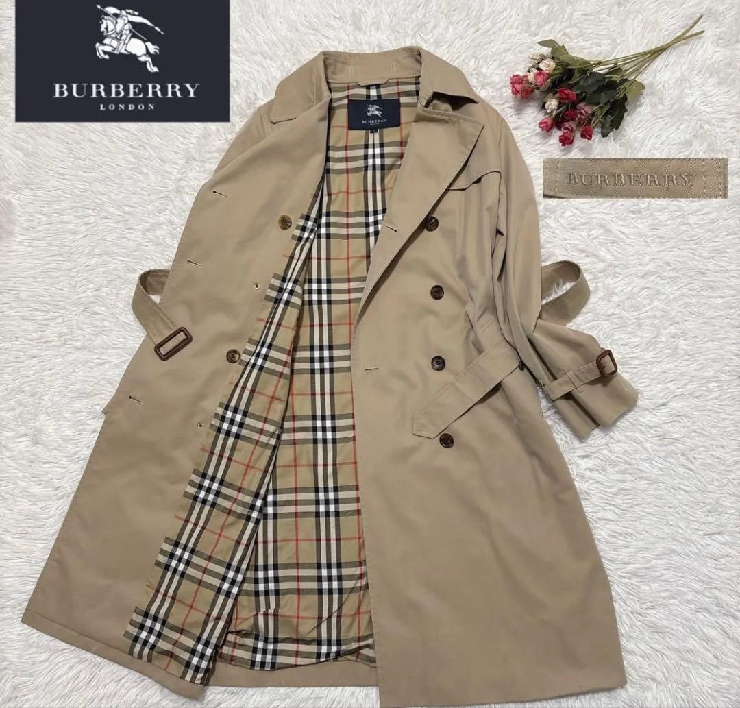 バーバリーロンドン トレンチコート ダブルブレスト ベージュ系 ベルト 44