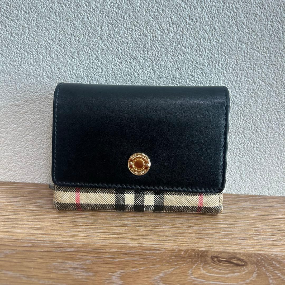 BURBERRY 三つ折り財布 黒/チェック