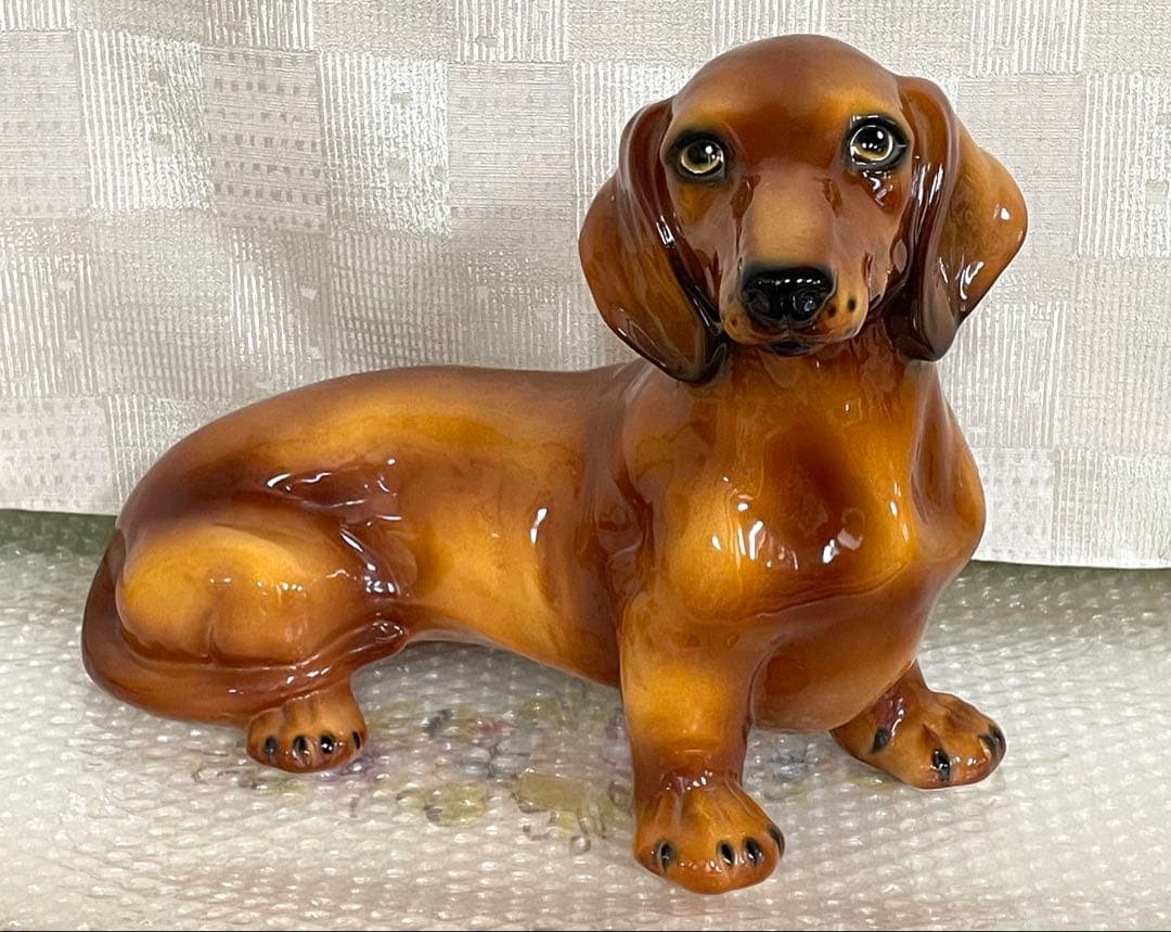 ミニチュアダックスフント 置物 イタリー製 陶器 イヌ 美品