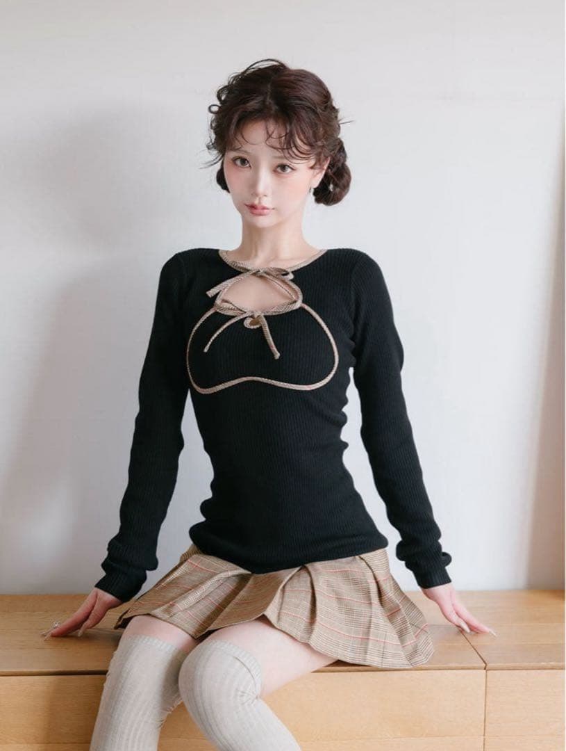 darich ダーリッチ ポイントチェックニットミニワンピース