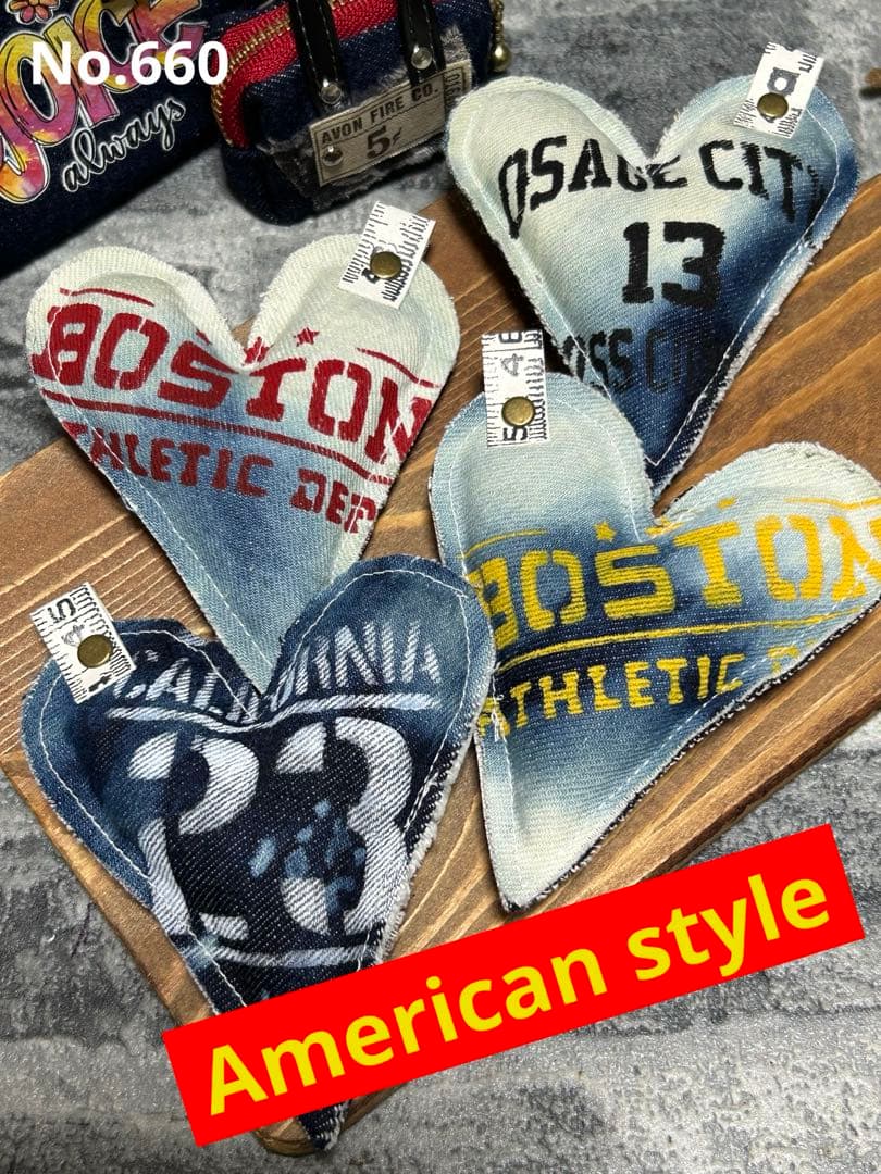 ブリーチデニムぷっくりハートタグ　No.660