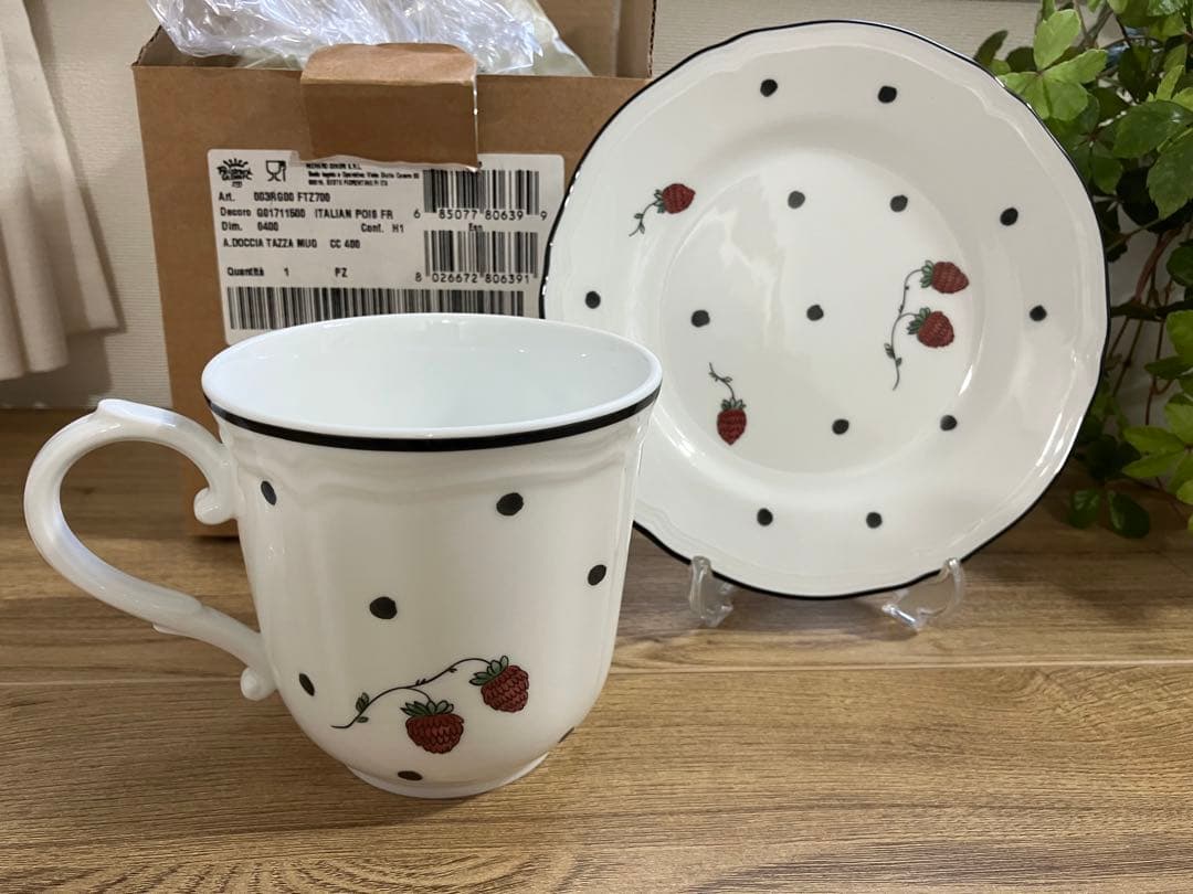 リチャードジノリ イタリアンポア 野イチゴ マグカップ ＆ プレート