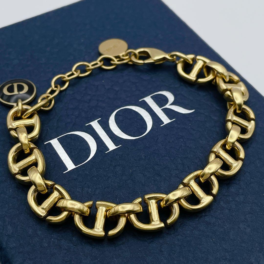 Christian Dior ブレスレット　ネイビー　CD Navyゴールド