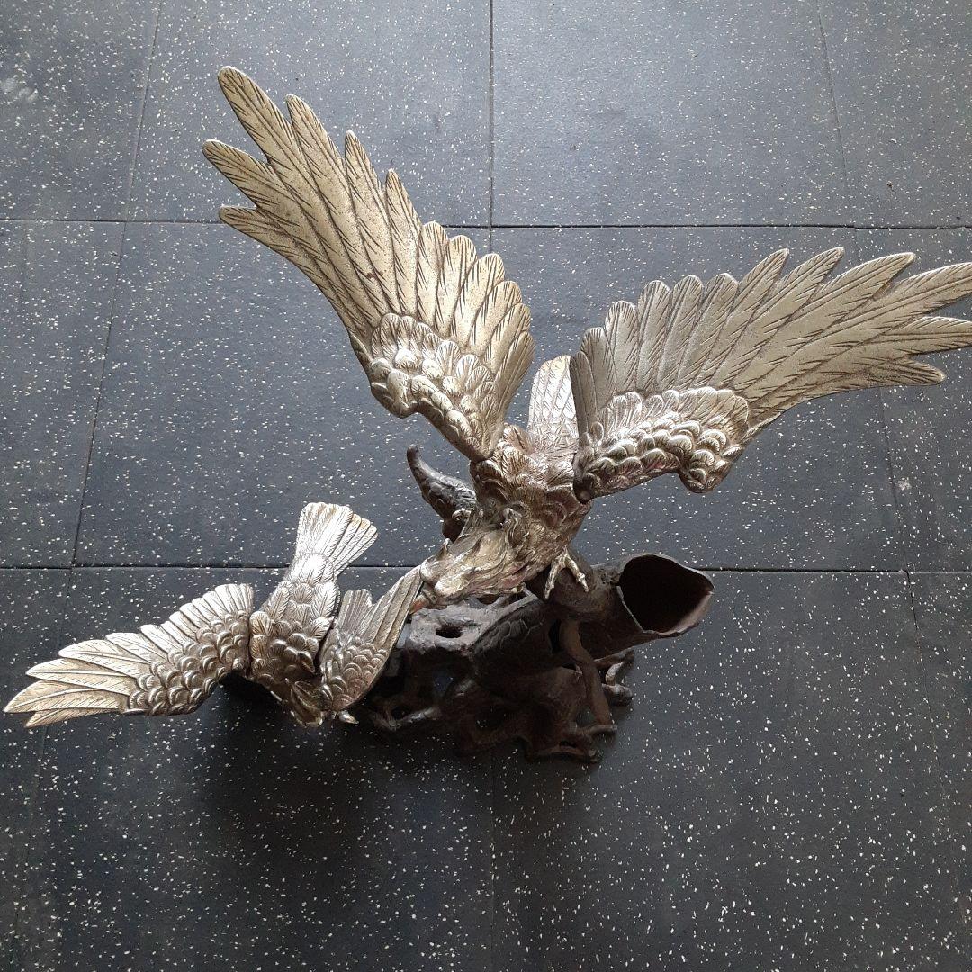 希少珍品　大きな鷲の銅製品置物　金シルバー