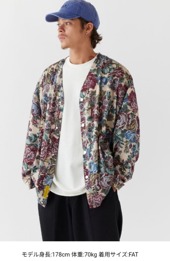 極美品FAT 総柄、花柄カーディガン BLOSSOGAN サイズFAT(XL)