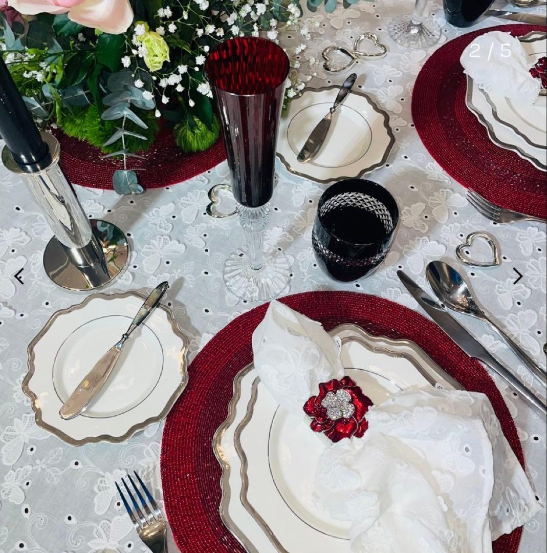 新品 - Time for tea立体刺繍入りバタフライナプキン4枚セット x2