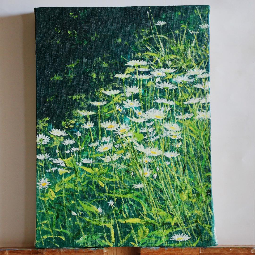 油彩画「マーガレットｄ」F4号(送料込み)