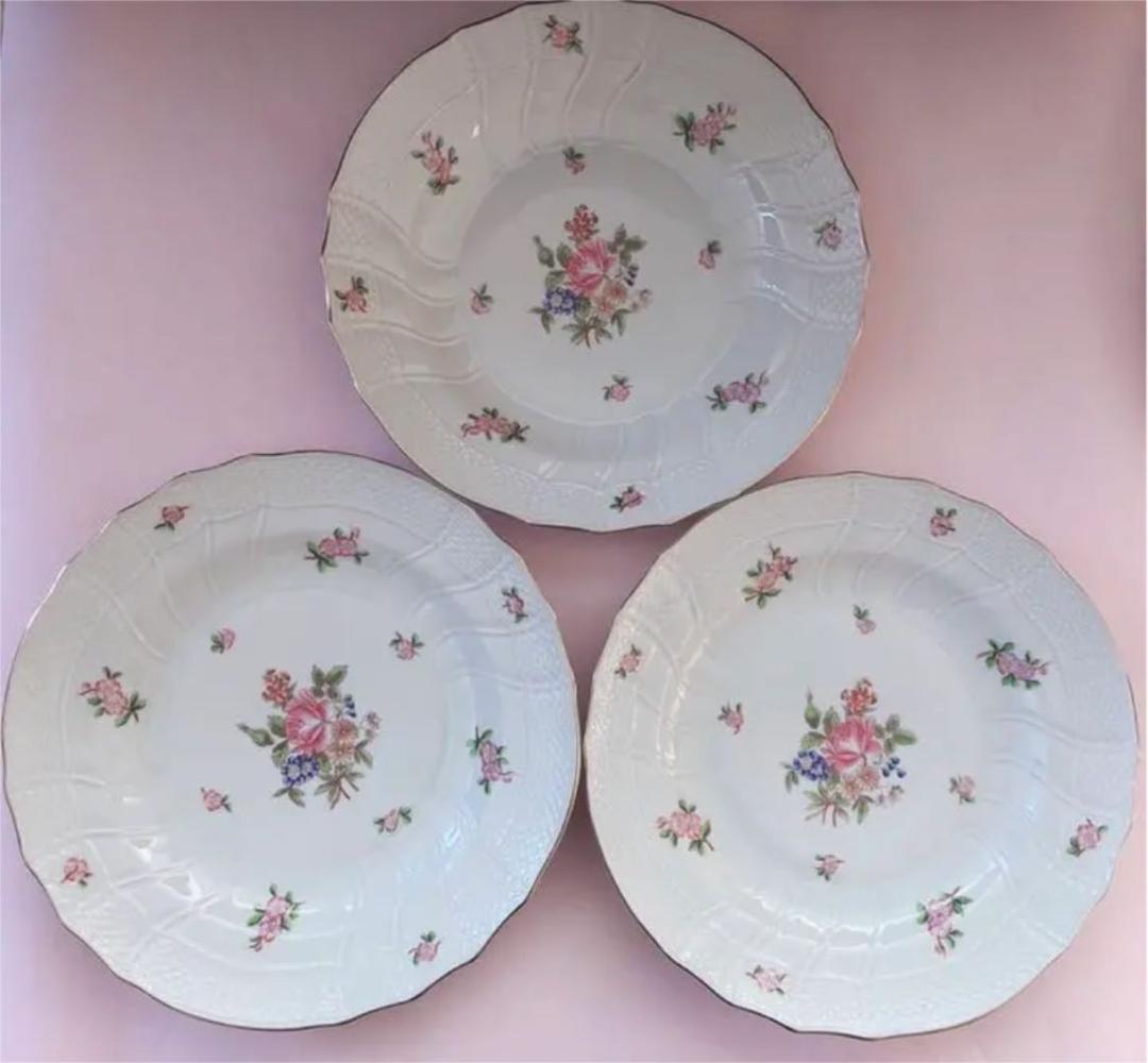 ヴィンテージ　ヘレンド　ブーケのディナープレート3枚セット　ブーケコルネリア