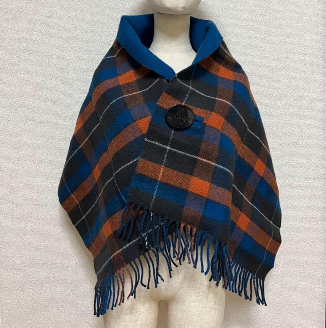 ヴィヴィアンウェストウッド　☆リバーシブル　マフラー　ポンチョ　ブルー