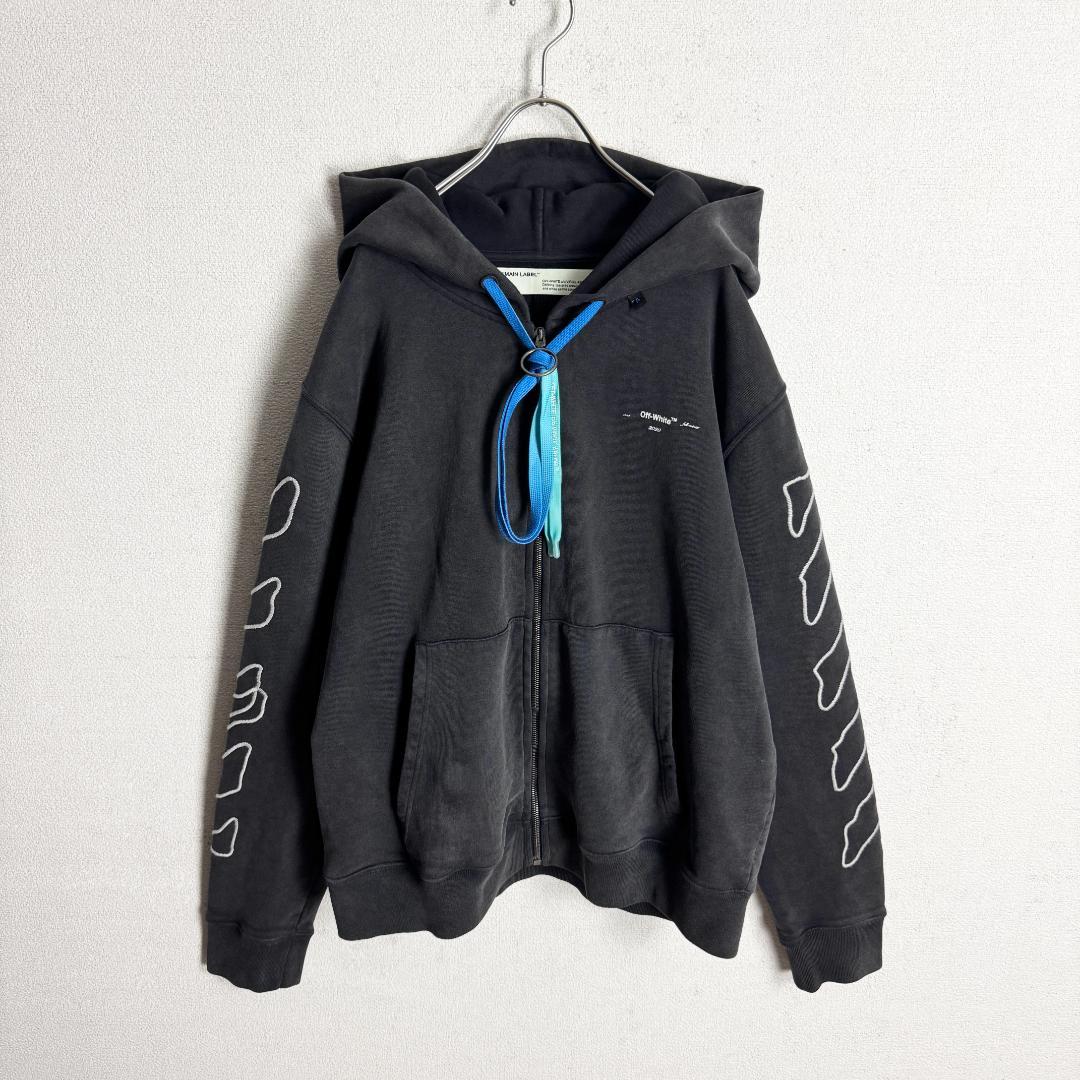 【入手困難モデル☆即完売】オフホワイト クロスアロー刺繍 フルジップパーカー