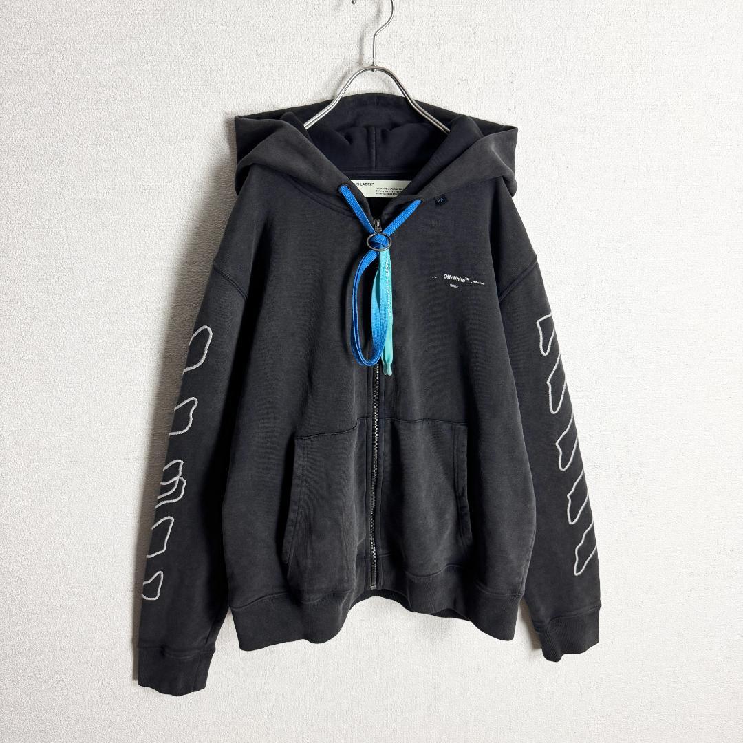 【入手困難モデル☆即完売】オフホワイト クロスアロー刺繍 フルジップパーカー