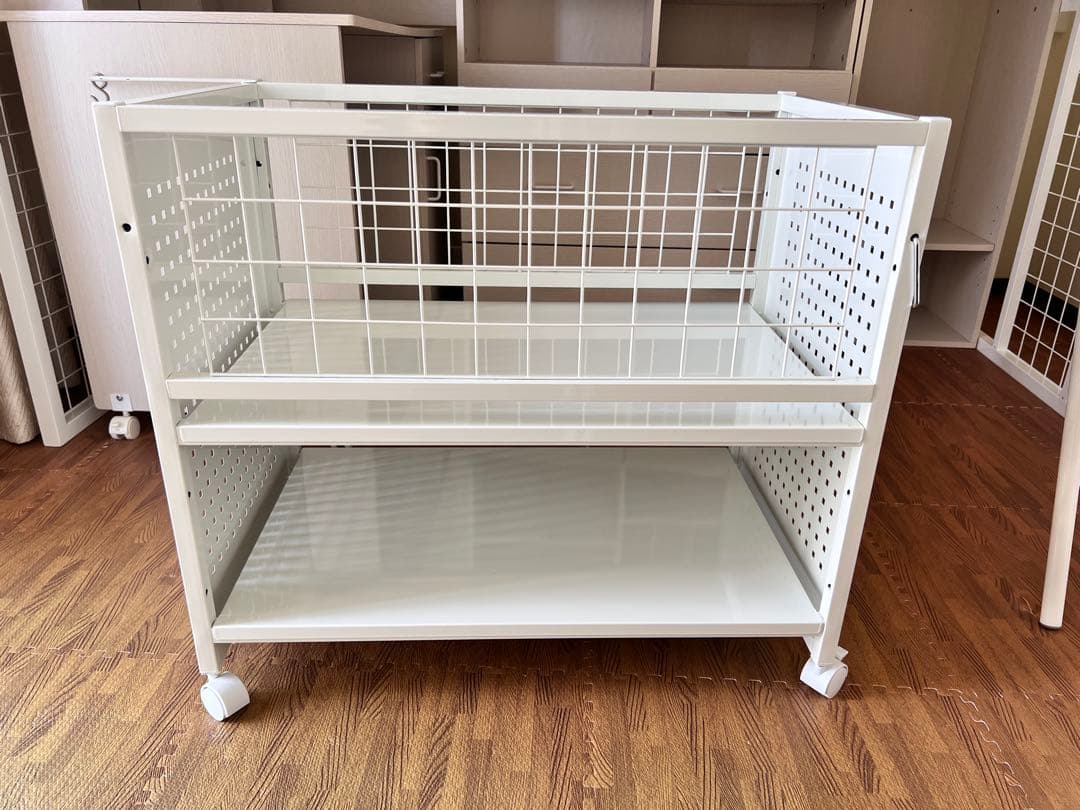 送料込★美品★ディノス　頑丈押し入れ収納ワゴン ホワイト幅45 白　キャスター付