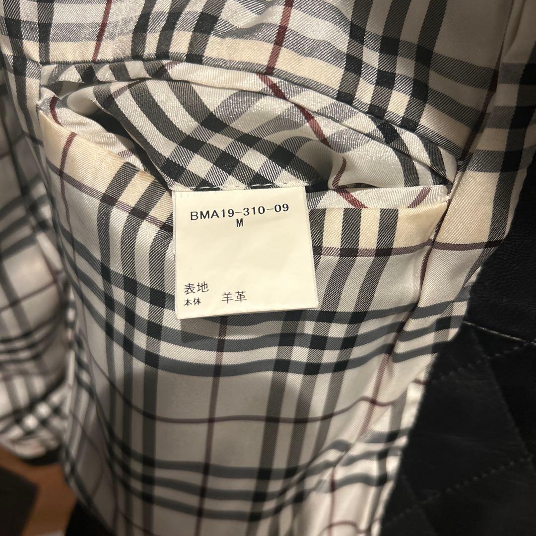 高級　美品　バーバリー　レザーコート　ジャケット　ブラック　黒　M ロング
