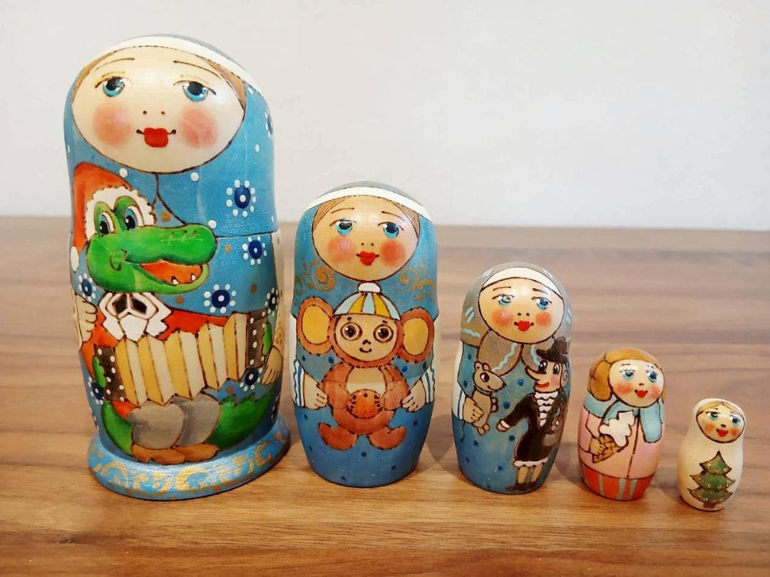 【LYH230】北欧雑貨のインテリア　マトリョーシカ リューバ作　チェブラーシカ