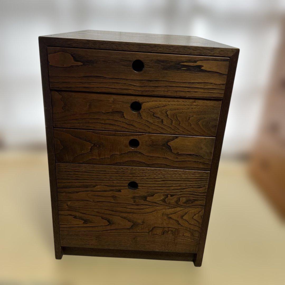 【引き取り可能】木製4段チェスト ダークブラウン