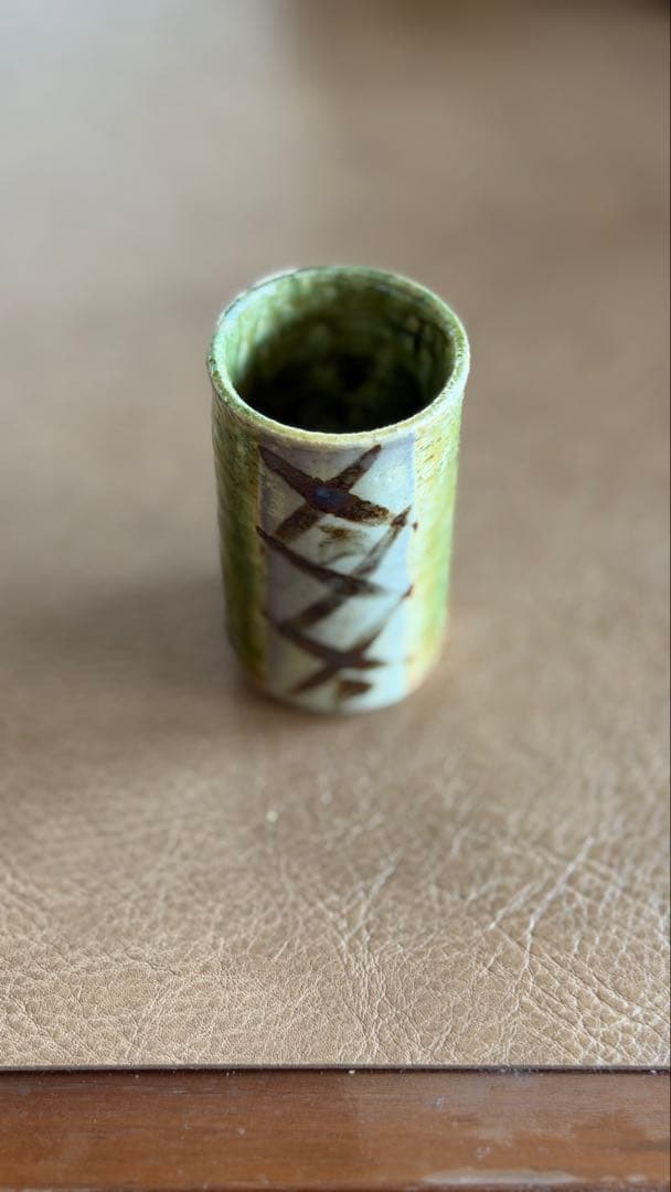 織部焼　緑と白のグラデーション 陶器