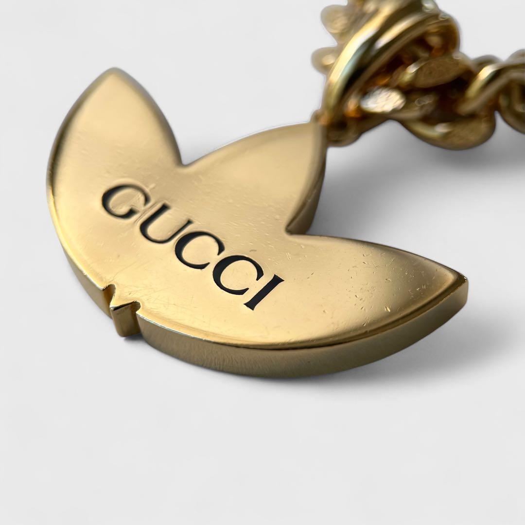 美品 グッチ アディダス ネックレス ゴールド トレフォイル チェーン