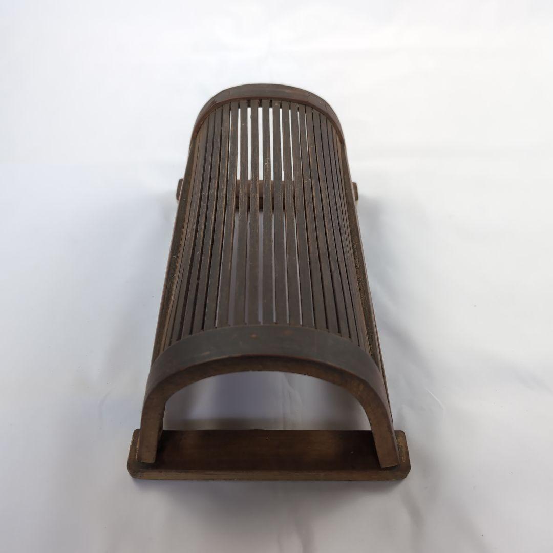 李朝竹製半円筒型枕茶色　竹製枕　枕 李朝工芸　李朝