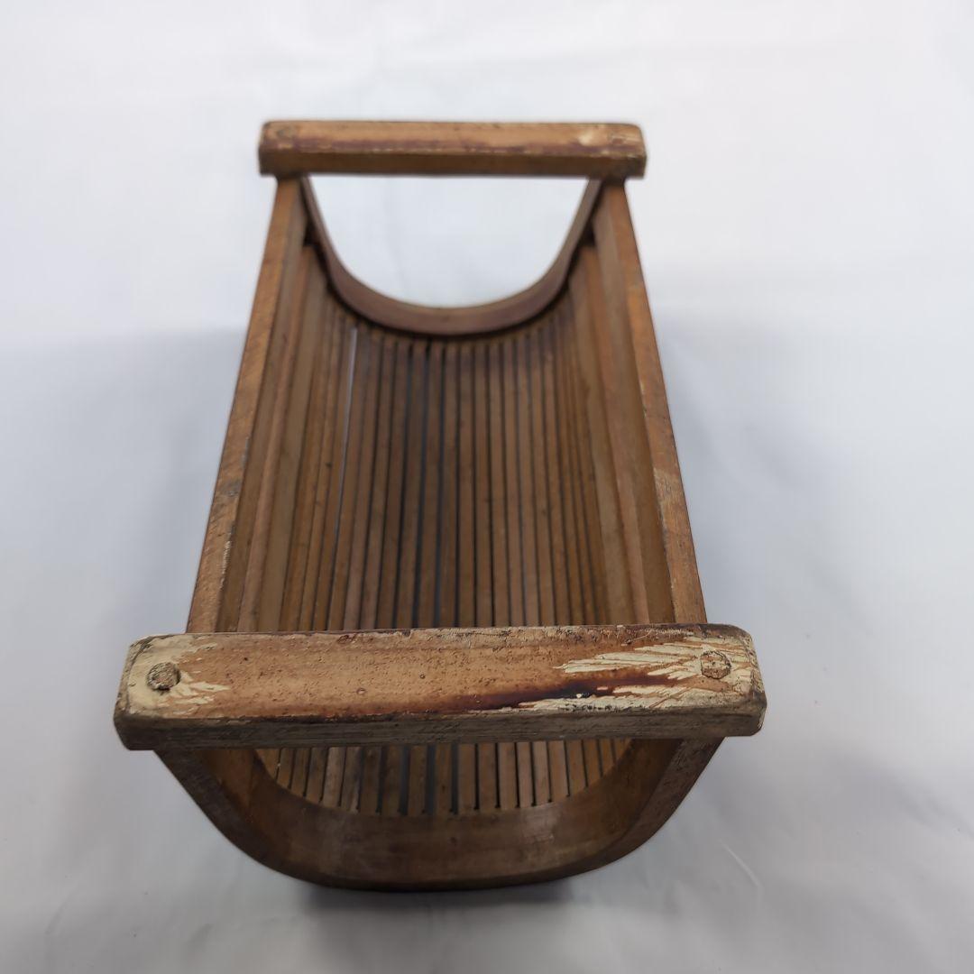 李朝竹製半円筒型枕茶色　竹製枕　枕 李朝工芸　李朝