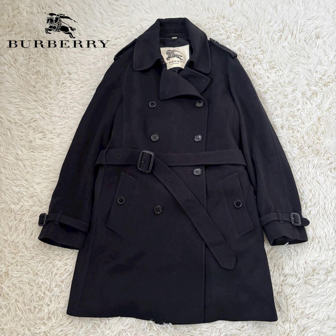 BURBERRY バーバリーロンドン カシミヤ混 トレンチコート L〜XL 黒