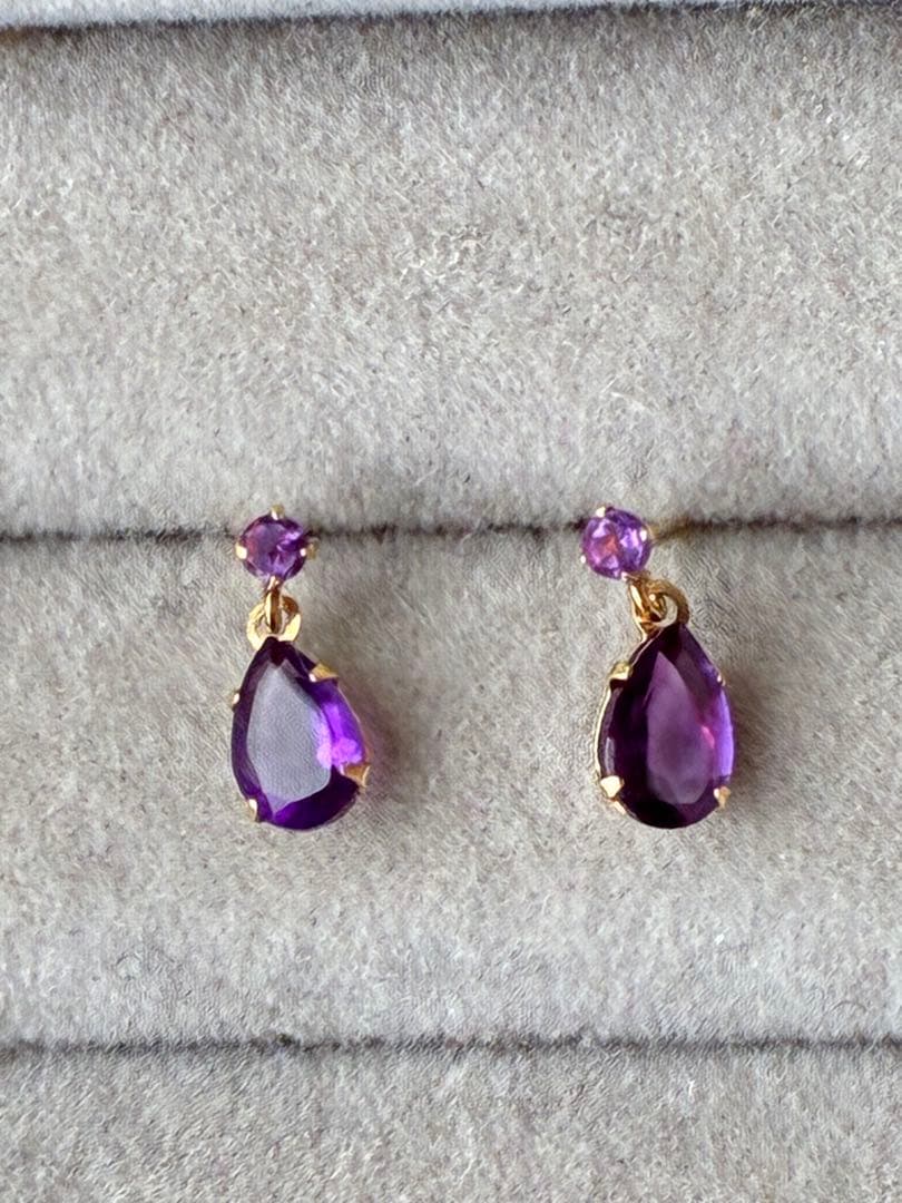 K14YGアメジストピアス　14金