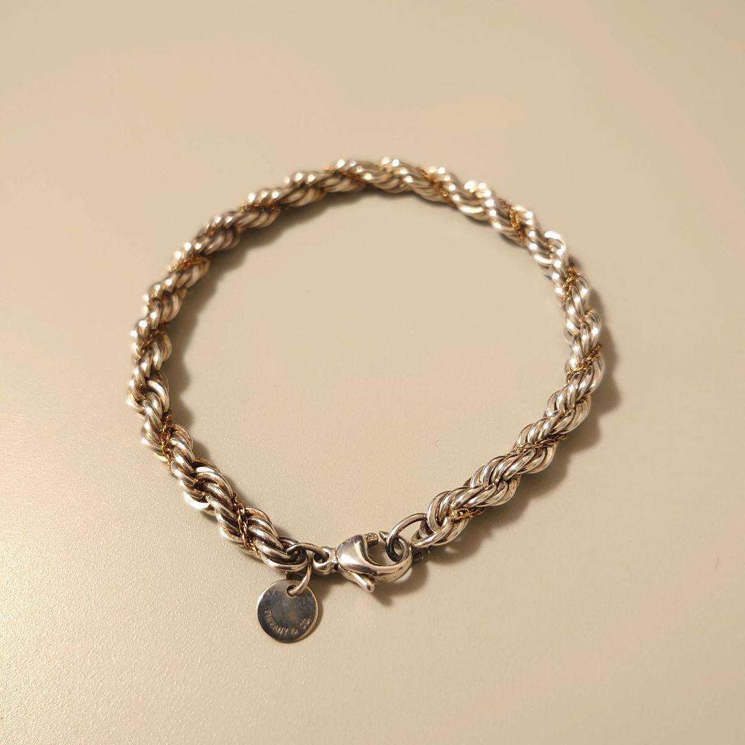 ティファニー　ヴィンテージ　旧ロゴ　スクリューブレスレット　Sv925xK18