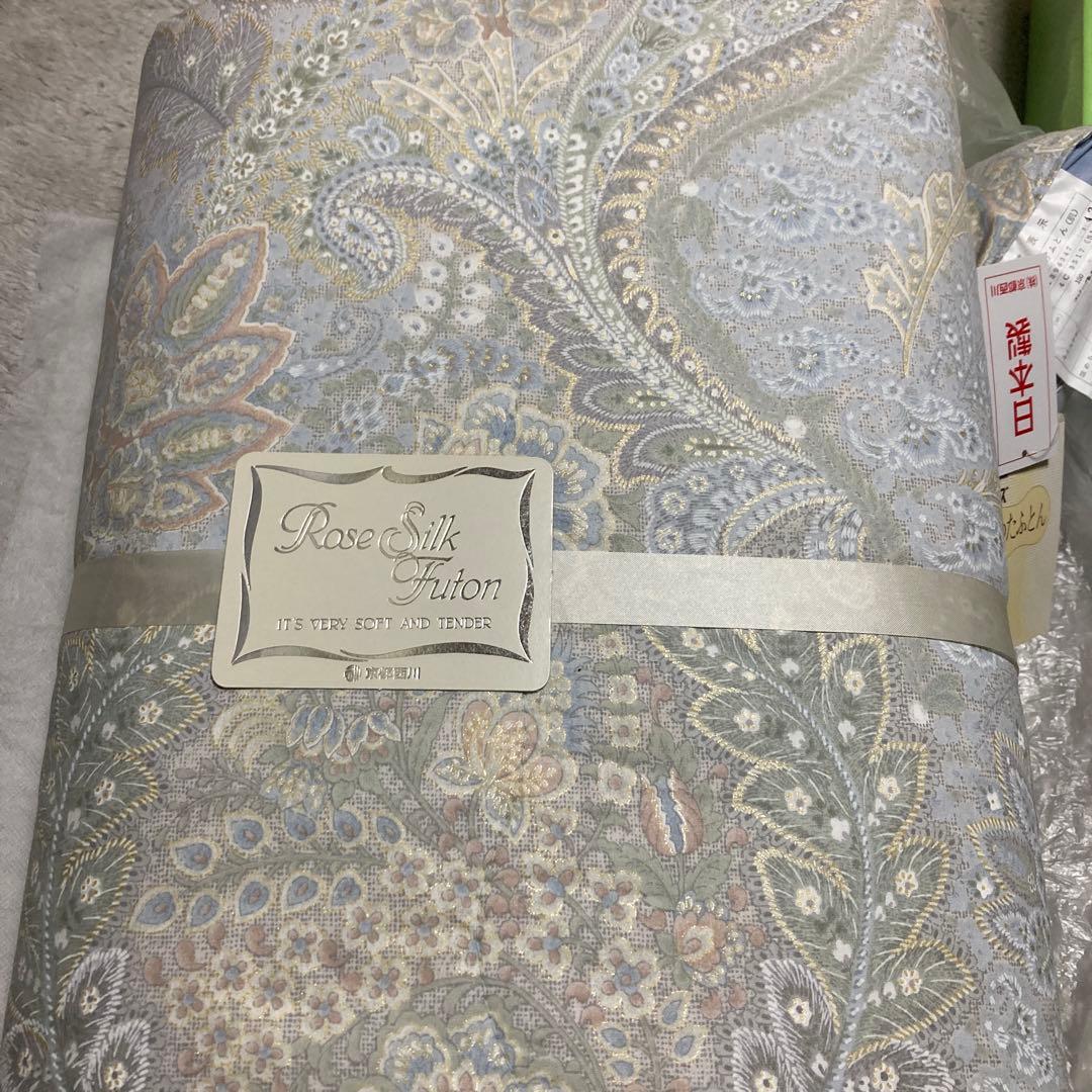 未使用　シルク100% 　掛布団（肌）真綿布団　ローズシルク　真綿　京都西川