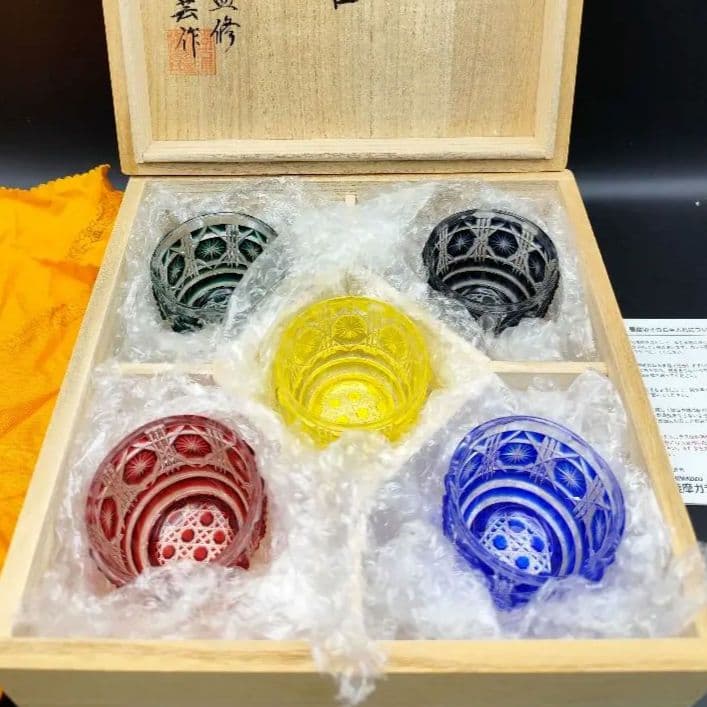 未使用品☆薩摩切子 猪口（切子、江戸切子、薩摩切子）