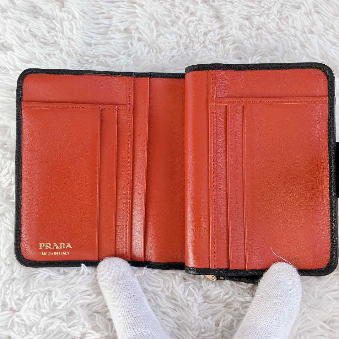 美品✨プラダ 折り財布　ヴィッテログレイン L字ファスナー　バイカラー