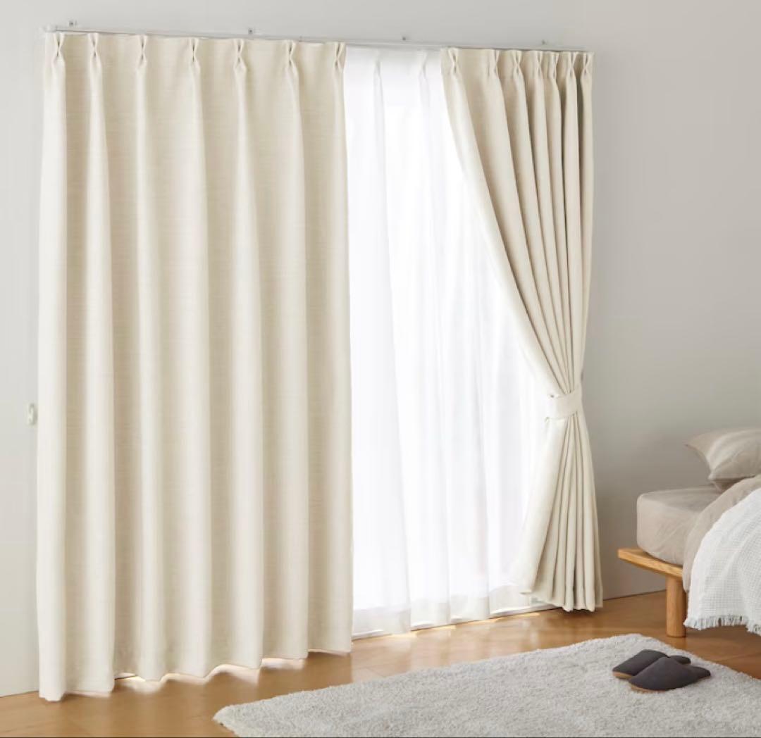 無印良品　ポリエステル二重織プリーツカーテン　レースセット