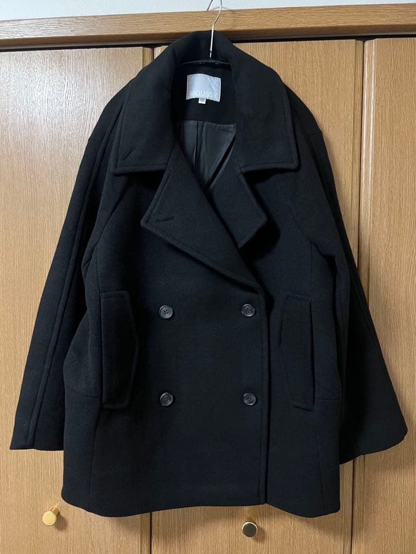 MOUSSY DOUBLE BREASTED MID コート（黒）