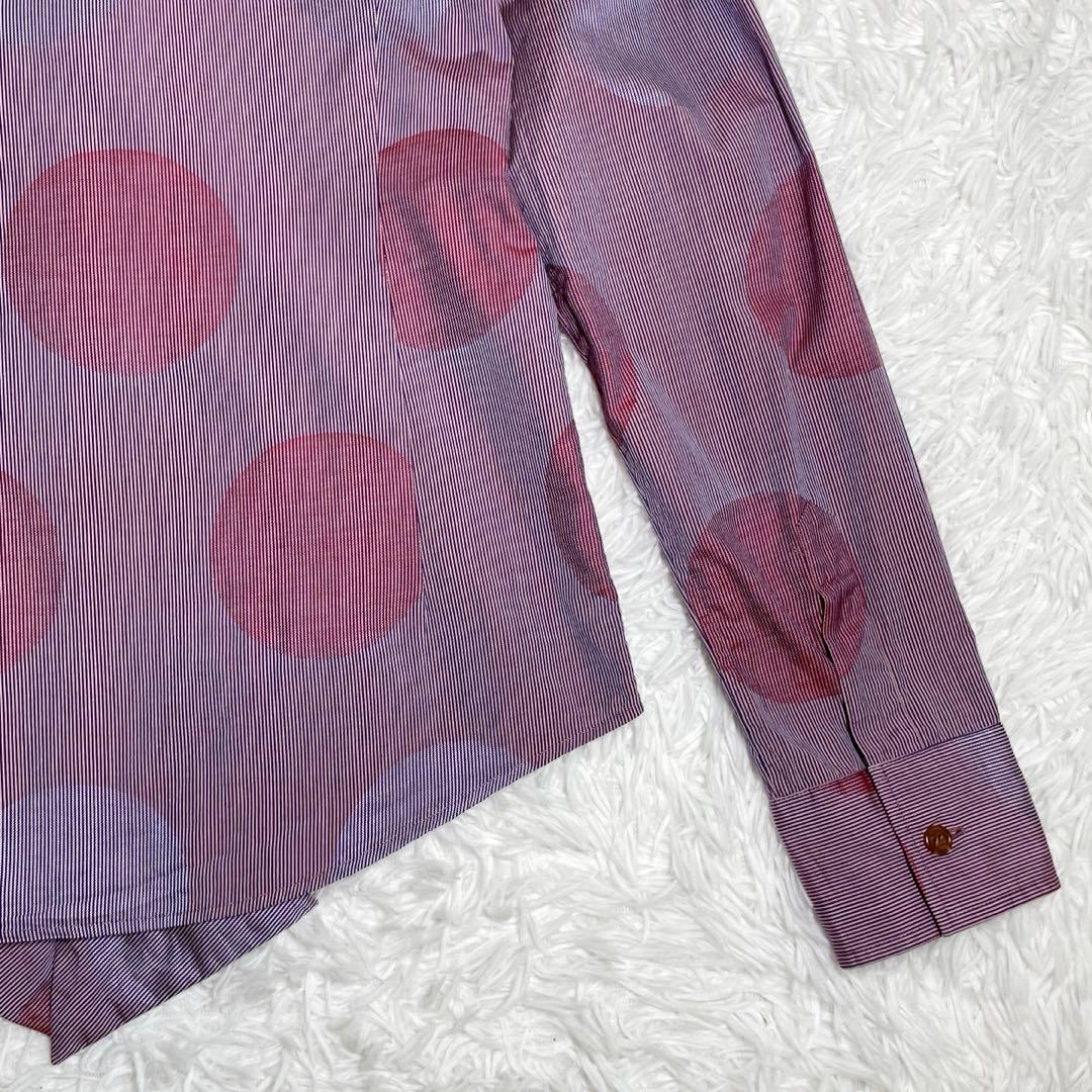 【美品】ヴィヴィアンウエストウッド　変形長袖シャツ・ドット柄・オーブロゴ刺繍・M